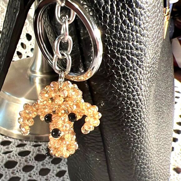 Crystal Dog Keychain Purse Charm - New without tags - Picture 1 of 6